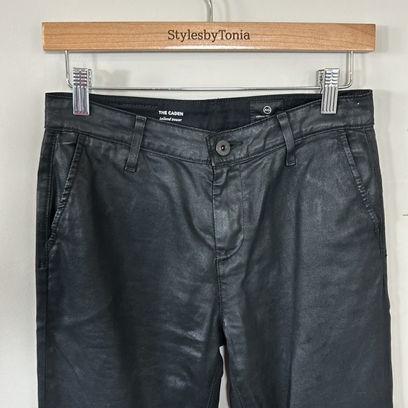 AG Adriano Goldschmied Caden Leatherette Tailored Trousers Black Pant Sz 24 - Picture 5 of 16